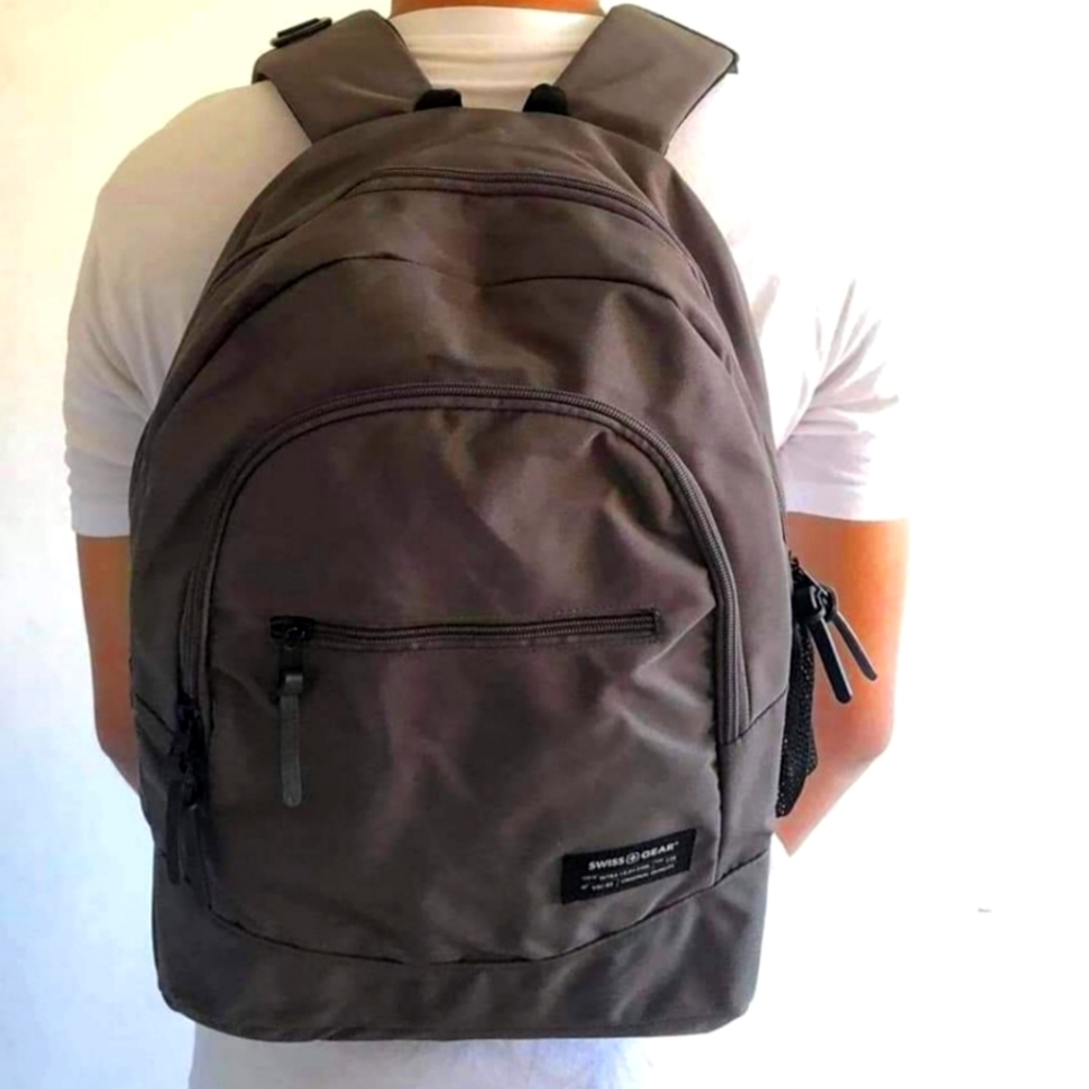 Gray, Swiss Gear backpack.